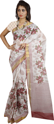 

Kanheyas Floral Print Daily Wear Handloom Cotton Saree(Multicolor)