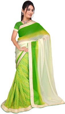 

Jiya Self Design, Printed Fashion Georgette Saree(Green, Beige), Beige;green
