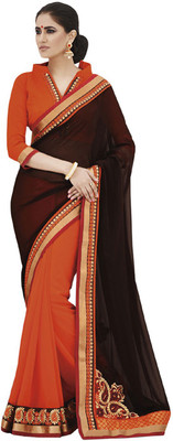 

Desi Butik Self Design Fashion Georgette Saree(Black)