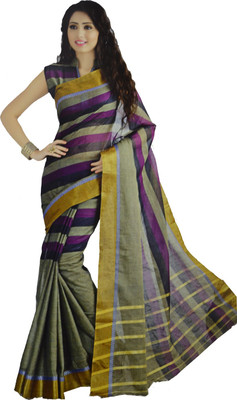 

Neshkaar Striped Bollywood Cotton Saree(Multicolor