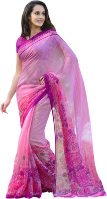 

Jiya Self Design, Printed Fashion Polycotton Saree(Pink)