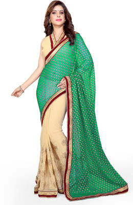 

Sourbh Sarees Embroidered Bollywood Jacquard, Georgette Saree(Green, Beige, Cream;green
