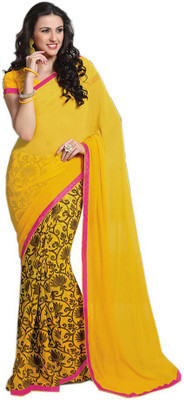 

Party Wear Dresses Printed Fashion Pure Chiffon Saree(Yellow)