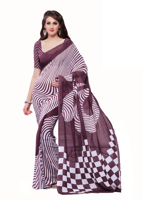 

Parisha Printed Daily Wear Georgette Saree(Purple, White), Wine & white