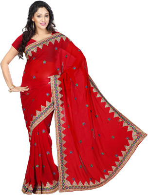 

Desi Butik Embroidered Fashion Art Silk Saree(Maroon)