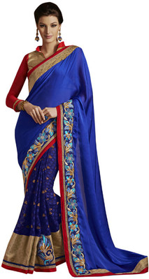 

Desi Butik Self Design Fashion Chiffon Saree(Blue)