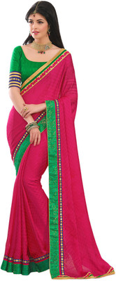 

Brijraj Solid Fashion Chiffon Saree(Pink)