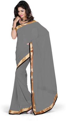 

Party Wear Dresses Solid Fashion Georgette Saree(Grey)