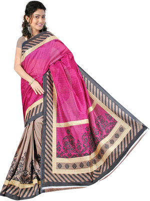 

Khushali Self Design Fashion Silk Saree(Pink, Beige, Brown), Beige;brown;pink