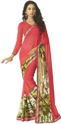 

PSHOPEE Printed Fashion Chiffon Saree(Pink)