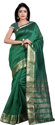 

Weavedeal Solid Banarasi Chanderi Saree(Green)