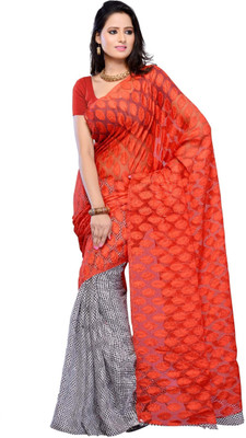 JTInternational Self Design Fashion Jacquard, Georgette Saree(Red)