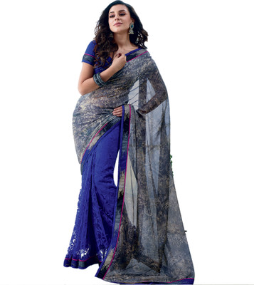 

Vishal Printed Fashion Chiffon Saree(Blue, Grey)
