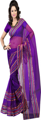 

Sanju Sarees Solid Fashion Tissue Saree(Blue)