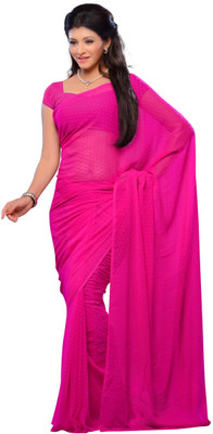 

JTInternational Solid Fashion Jacquard Saree(Pink), Dark pink