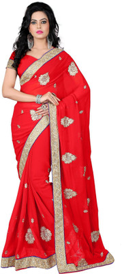 

Vishakha Fashion Embroidered Fashion Georgette Saree(Red)