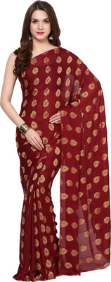 

Aksara Self Design Daily Wear Crepe Saree(Brown)