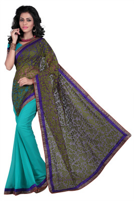

Gunjan Creations Solid Fashion Georgette Saree(Grey)