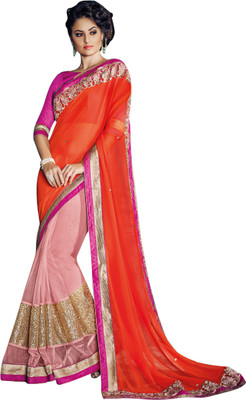 

Brijraj Embellished Fashion Georgette Saree(Orange, Pink)