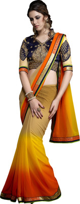 

Jiya Self Design, Embroidered Fashion Georgette Saree(Blue, Beige, Multicolor), Beige;blue;multicolor