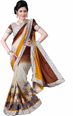 

Aarti Apparels Embroidered Bollywood Chiffon Saree(Brown, Beige, Yellow)