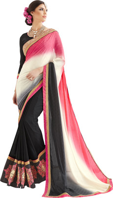

Khoobee Self Design, Embroidered, Embellished Fashion Georgette, Silk, Jacquard Saree(Multicolor, Black, Black;multicolor