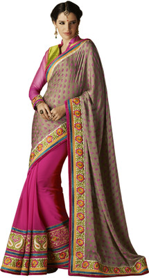 

Ewows Embroidered, Self Design Fashion Crepe, Jacquard Saree(Silver, Pink, Pink;silver