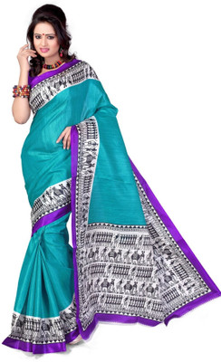 

Cenizas Printed Fashion Crepe Saree(Multicolor), Green