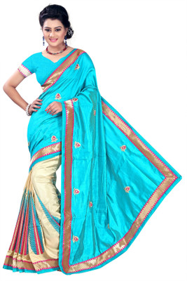 

Weavedeal Embellished, Self Design Banarasi Banarasi Silk Saree(Blue)