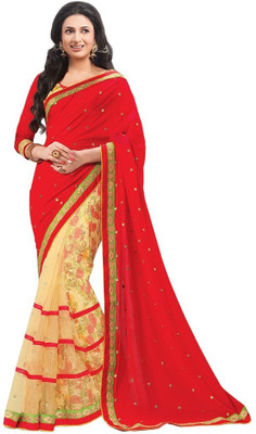 

Saumya Designer Solid Bollywood Pure Georgette Saree(Multicolor)