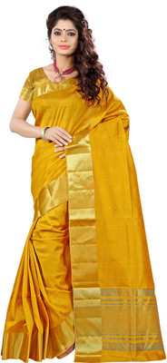 

Vastrakala Solid Fashion Tussar Silk Saree(Yellow)