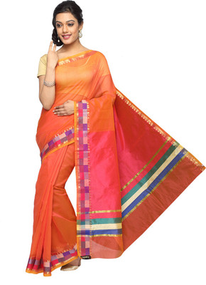

Pavechas Solid Banarasi Silk Cotton Blend Saree(Pink)