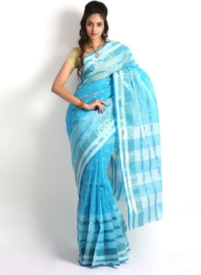 

Purabi Woven Tangail Handloom Cotton Saree(Light Blue)