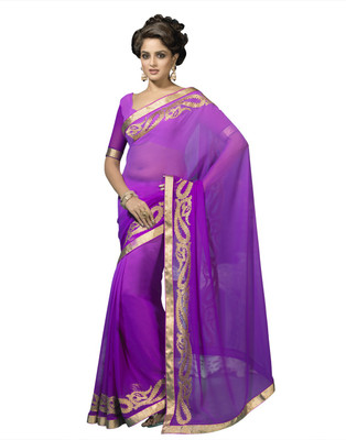 

Suvastram Embellished Fashion Georgette Saree(Purple)
