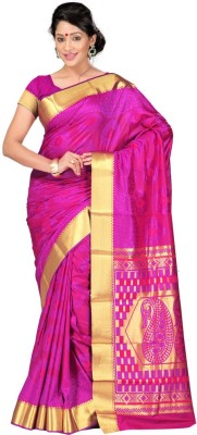 

Lovely Look Printed Daily Wear Art Silk Saree(Pink, Yellow), Dark pink & gold