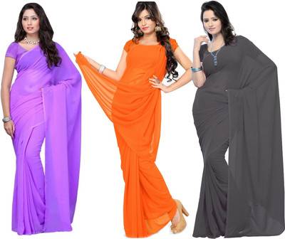 

Multi Retail Solid Bollywood Georgette Saree(Pack of 3, Multicolor)