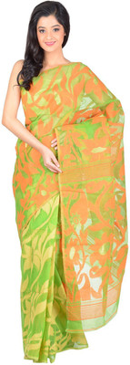 

RLBFashion Self Design Jamdani Handloom Cotton, Art Silk Saree(Green)