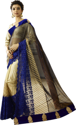 

Chirag Sarees Embroidered Bollywood Net Saree(Blue