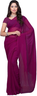 

Surupta Solid Daily Wear Chiffon Saree(Purple), Vine