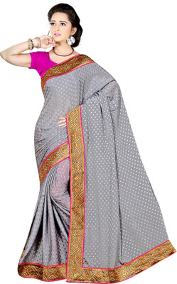

Jiya Self Design, Embellished Fashion Jacquard Saree(Grey)