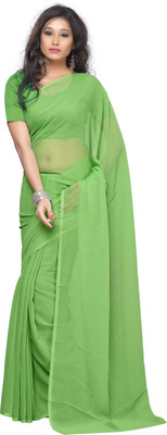 

Surupta Solid Daily Wear Pure Georgette Saree(Green), Light green