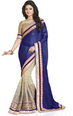 

Saara Self Design, Solid Fashion Chiffon Saree(Blue)