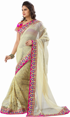 

Khushali Self Design, Embroidered, Embellished Fashion Jacquard, Cotton, Net Saree(Beige, Multicolor)