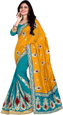 

JTInternational Self Design Bollywood Georgette Saree(Light Blue, Yellow)
