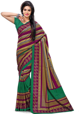 

Urban Vastra Striped Fashion Raw Silk Saree(Purple), Purple-gold