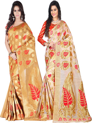 

Weavedeal Embellished Kanjivaram Silk Cotton Blend Saree(Pack of 2, Multicolor)