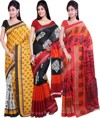 

Ishin Printed Fashion Art Silk Saree(Pack of 3, Multicolor)