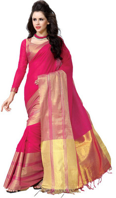 

M.S.Retail Printed Fashion Handloom Cotton Saree(Pink), Pink-gold