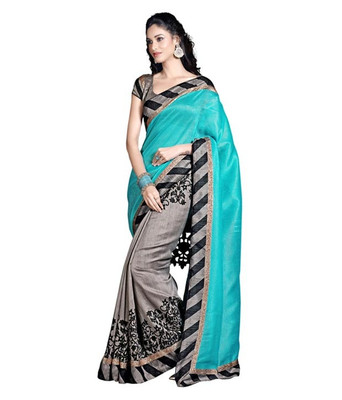 

Usha Silk Mills Printed Bollywood Art Silk Saree(Black, Pink), Blue