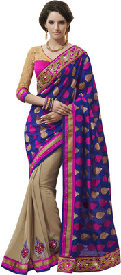

Desi Butik Self Design Fashion Georgette Saree(Multicolor), Beige;blue
